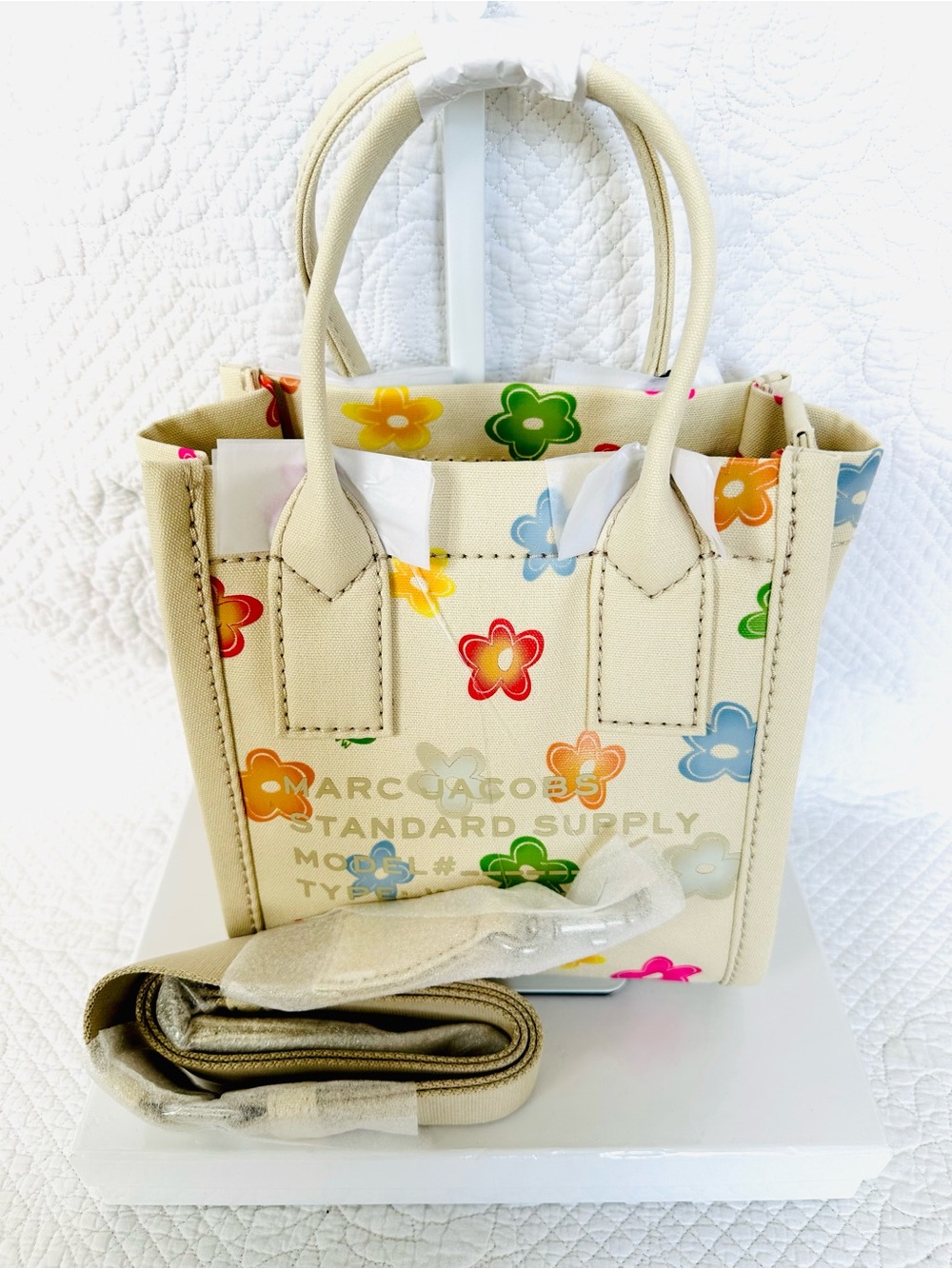 Marc Jacobs Cream Floral Print Mini Tote